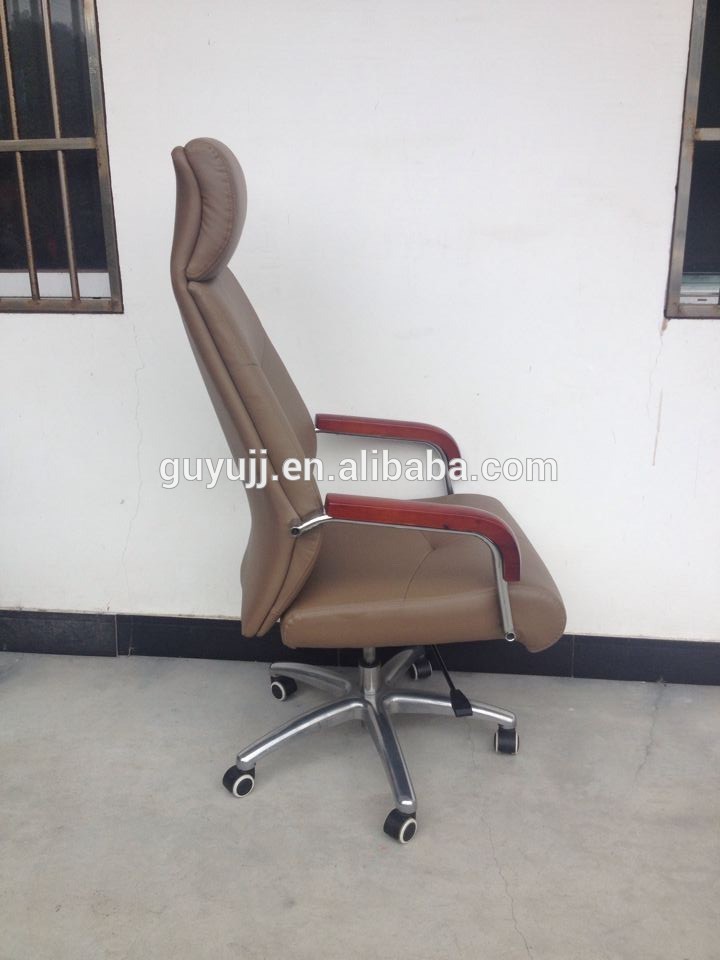 Y-1858 New-style PU Leather Office High Back Manager Chair With Solid Wood Armrest