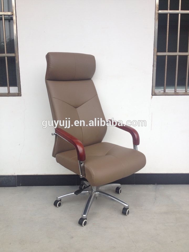 Y-1858 New-style PU Leather Office High Back Manager Chair With Solid Wood Armrest