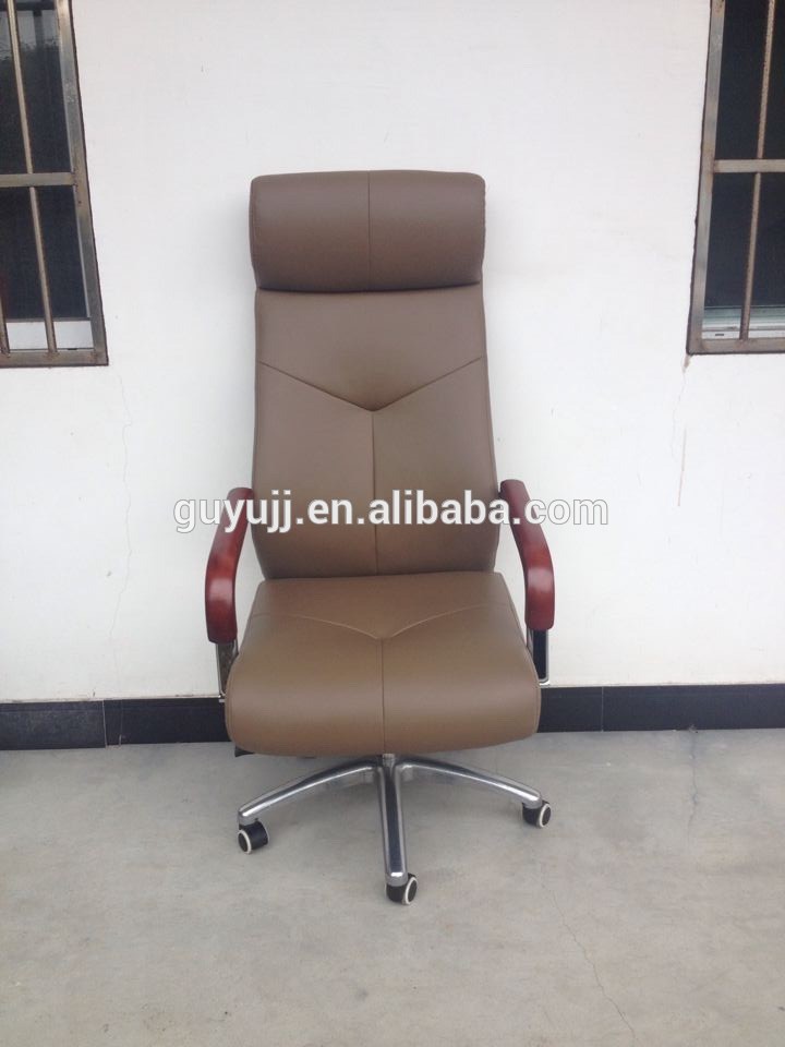 Y-1858 New-style PU Leather Office High Back Manager Chair With Solid Wood Armrest