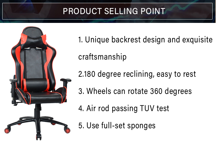 2019 Best china custom racing Upholstered gaming chairs ergonomic design