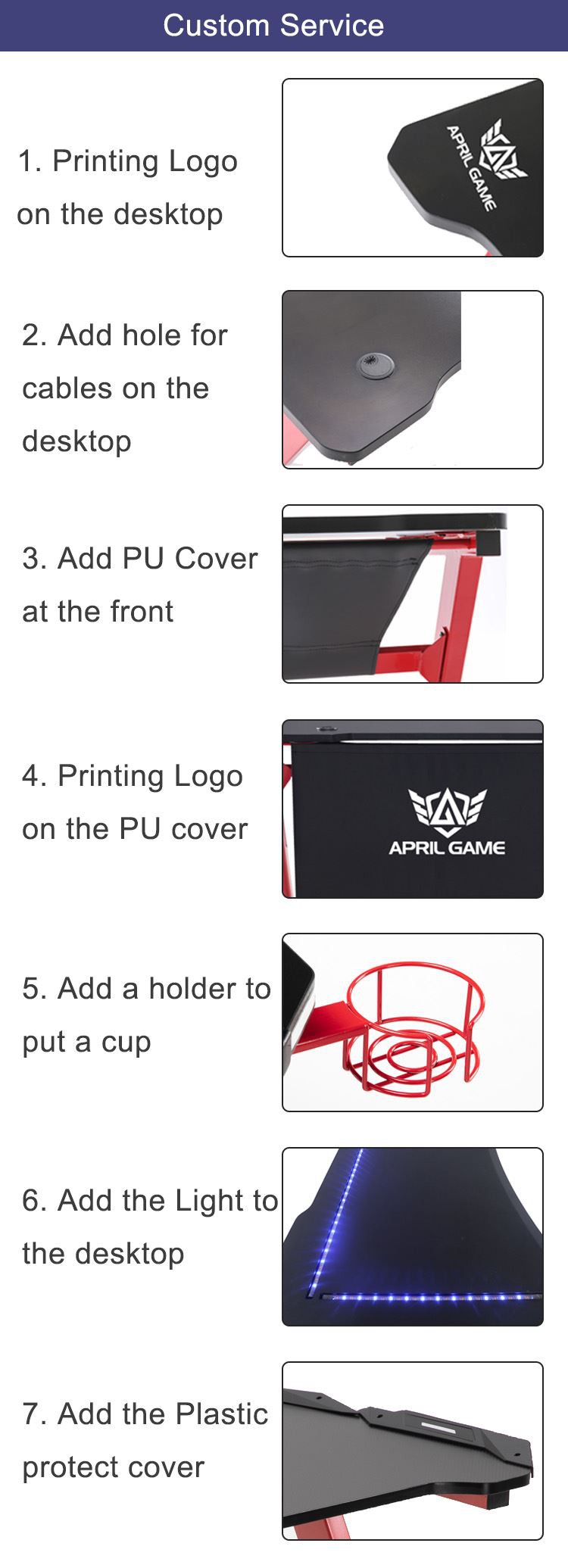 April Game Z Shape Most Popular Gaming Desk custom service