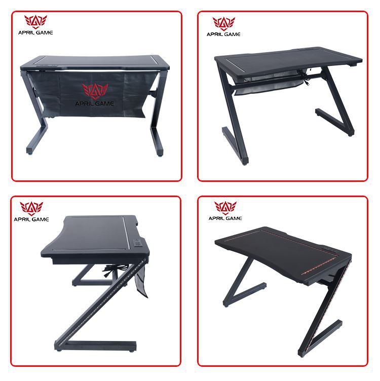 April Game Z Shape Gaming Desk With Led Light angle display