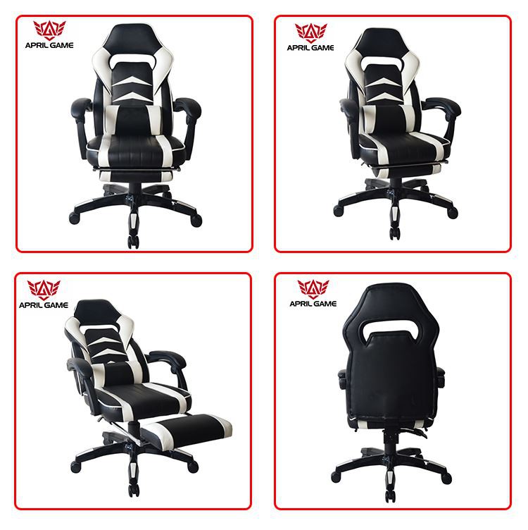 April Game Black And White Gaming Chair With Footrest Y-2418 multi-angle display