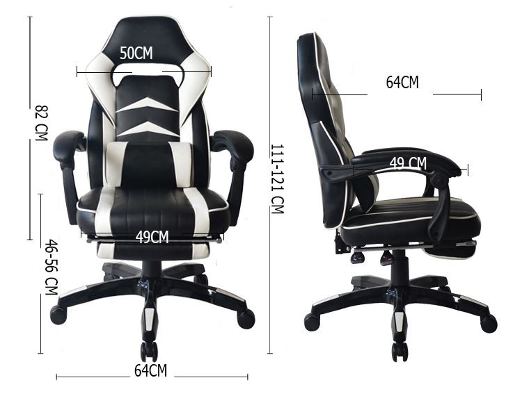 April Game Black And White Gaming Chair With Footrest  size