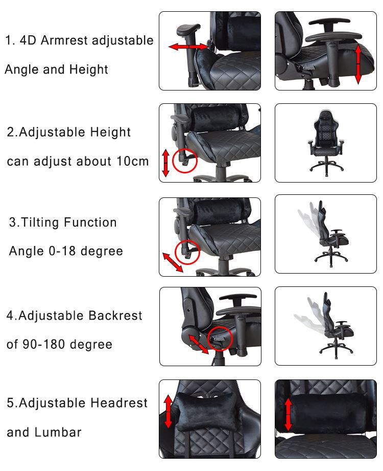 China Wholesale Ergonomic Computer Office Chair Gamer Gaming Chairs 180 Degrees Custom material