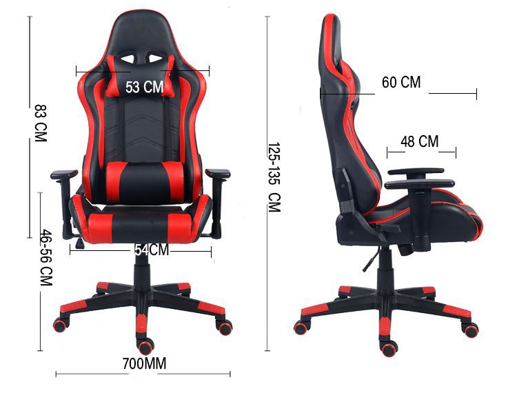 GUYOU Y-2513 Comfortable Pu Leather And Beautiful Backrest Design Reclining Gaming Chair size