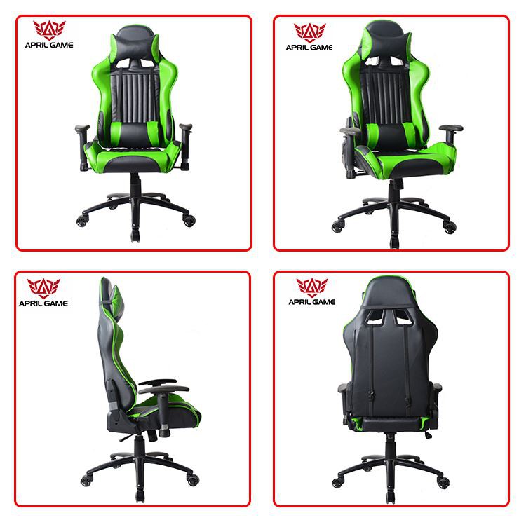 Guyou Y-2624 Green New Model Beauty Back Design Painting Metal Base Gaming Chair several angle display