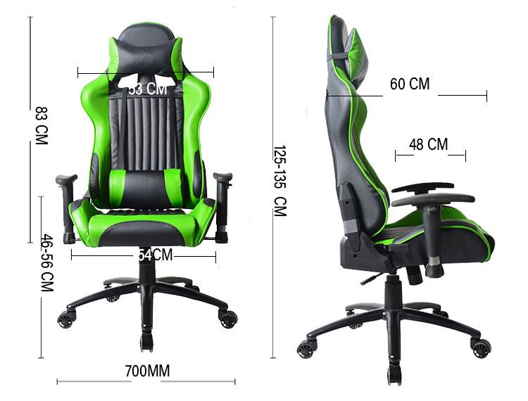 Green New Model Beauty Back Design Painting Metal Base Gaming Chair size