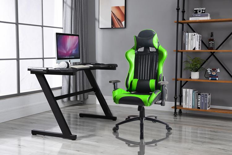 Green New Model Beauty Back Design Painting Metal Base Gaming Chair application occasion display 1