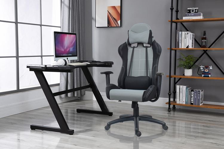 Leather And Fabric Professional PC Gaming Chair Car Seat Computer Office Chair With Neck Pillow And Lumbar Pillow display 1