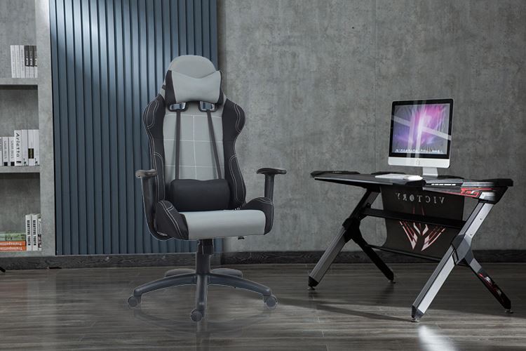 Leather And Fabric Professional PC Gaming Chair Car Seat Computer Office Chair With Neck Pillow And Lumbar Pillow display 2