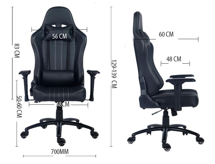 4D Moulded Foam Ergonomic Reclining Racing Gaming Chair size