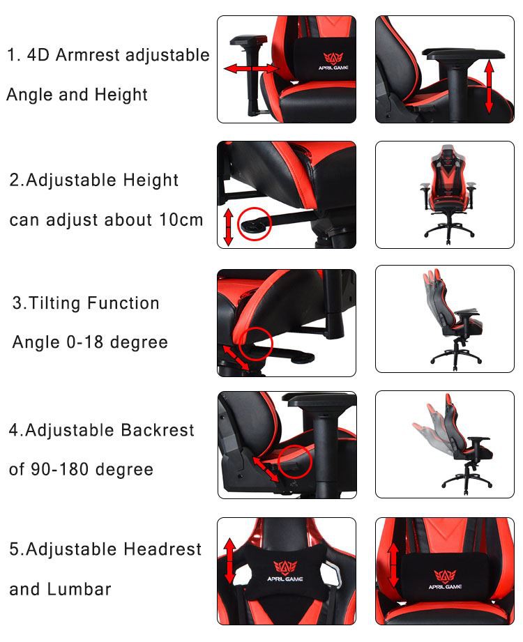 Y-2582 High Back Red Gaming Chair function