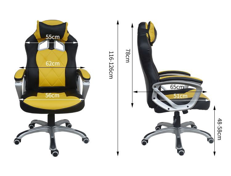 Monkey King Yellow Racing Office Chair With Neck Pillow size