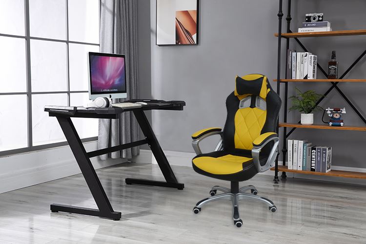 Monkey King Yellow Racing Office Chair With Neck Pillow occasion display 2