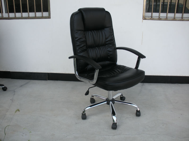 Swivel and lift high back black pu lounge chair with adjustable lumbar support mechanism(Y-2892)