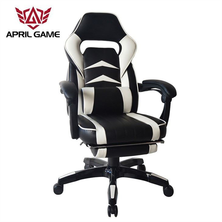 April Game Black And White Gaming Chair With Footrest Y-2418