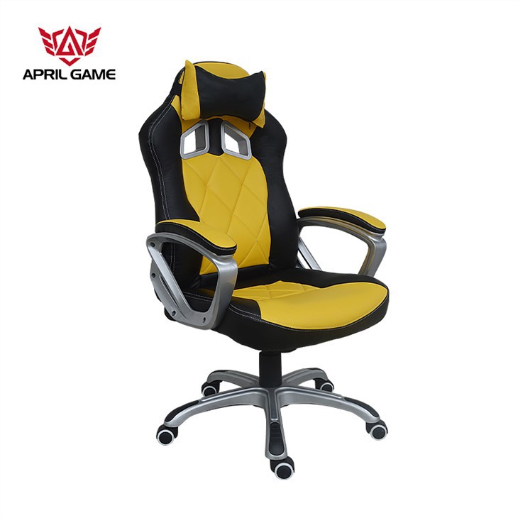 Y-2897A Monkey King Yellow Racing Office Chair With Neck Pillow