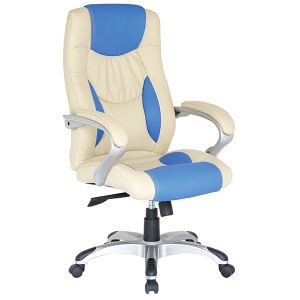 Y-2883  White and Blue PU Leather Executive Office Chair