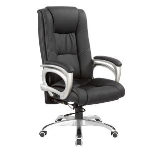 Swivel and lift high back black pu lounge chair with adjustable lumbar support mechanism(Y-2892)