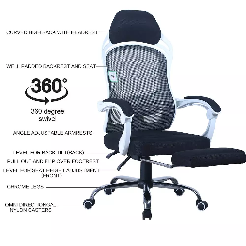 GUYOU Hot Selling Mesh swivel Racing Office Chair with footrest